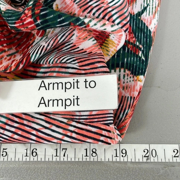 Halogen Dress Knee-Length Short Sleeve Pink Green Floral Size Medium - Picture 12 of 15